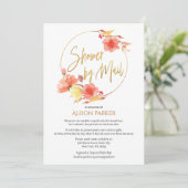 Elegant Floral Gold Script Waterverf Baby shower Kaart (Staand voorkant)