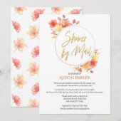 Elegant Floral Gold Script Waterverf Baby shower Kaart (Voorkant / Achterkant)