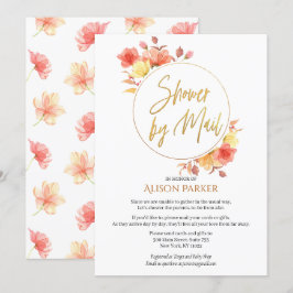 Elegant Floral Gold Script Waterverf Baby shower Kaart