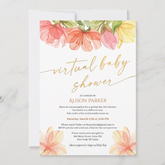 Elegant Floral Gold Script Waterverf Greenery Kaart (Voorkant)