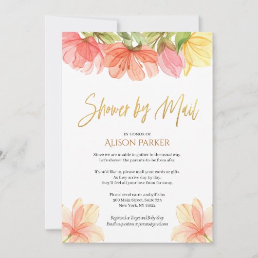 Elegant Floral Gold Script Waterverf Greenery Kaart (Voorkant)