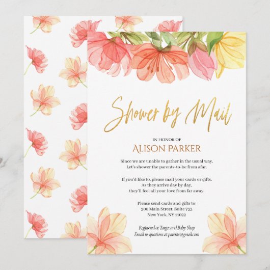 Elegant Floral Gold Script Waterverf Greenery Kaart (Voorkant / Achterkant)