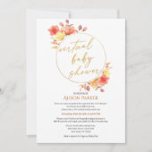 Elegant Floral Gold Script Waterverf Virtual Kaart (Voorkant)