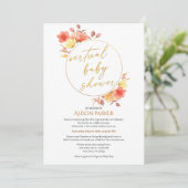 Elegant Floral Gold Script Waterverf Virtual Kaart (Staand voorkant)