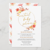 Elegant Floral Gold Script Waterverf Virtual Kaart (Voorkant / Achterkant)