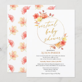 Elegant Floral Gold Script Waterverf Virtual Kaart
