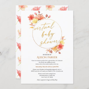 Elegant Floral Gold Script Waterverf Virtual Kaart