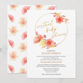 Elegant Floral Gold Script Waterverf Virtual Kaart (Voorkant / Achterkant)