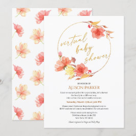 Elegant Floral Gold Script Waterverf Virtual Kaart