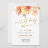 Elegant Floral Gold Script Waterverf Virtual Kaart (Voorkant)