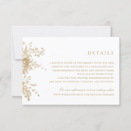 Elegant Floral  Gold Wedding Details Kaart