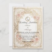 Elegant Floral Gold Wedding Invitation | Editable Kaart (Voorkant)