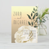 Elegant Floral Gold Wedding Invitation Kaart (Staand voorkant)