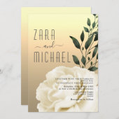 Elegant Floral Gold Wedding Invitation Kaart (Voorkant / Achterkant)