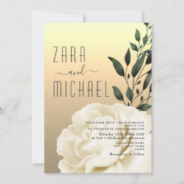 Elegant Floral Gold Wedding Invitation Kaart