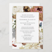 Elegant Floral & Gold Wedding Kaart (Voorkant / Achterkant)