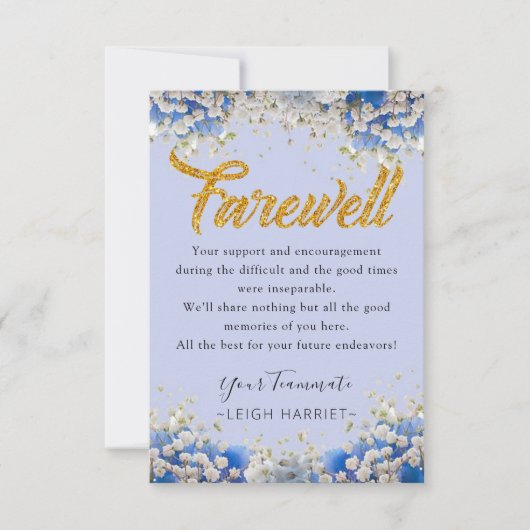 Elegant Floral Goodbye medewerker afscheidskaart Bedankkaart (Voorkant)