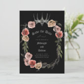 Elegant Floral Gothic Save the Date (Staand voorkant)