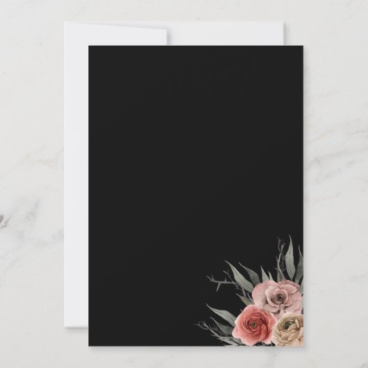 Elegant Floral Gothic Save the Date (Achterkant)