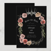 Elegant Floral Gothic Save the Date (Voorkant / Achterkant)