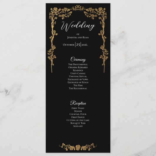 Elegant floral Gothic Wedding Program Menu (Voorkant)