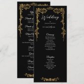 Elegant floral Gothic Wedding Program Menu (Voorkant / Achterkant)
