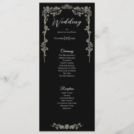 Elegant floral Gothic Wedding Program Menu