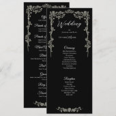 Elegant floral Gothic Wedding Program Menu (Voorkant / Achterkant)
