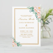Elegant Floral Goud lijst Wit Nuestra Boda Kaart (Staand voorkant)