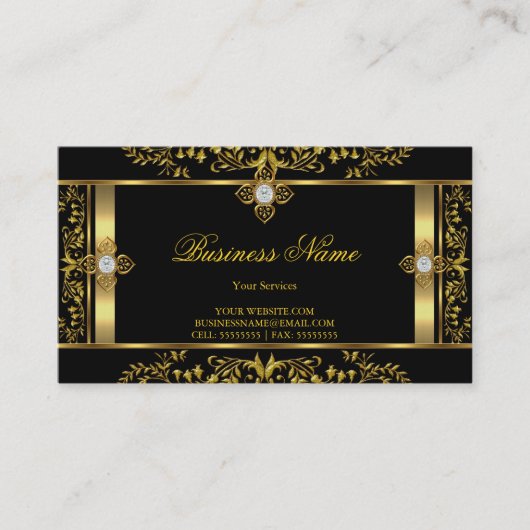 Elegant Floral goud zwart Visitekaartje (Voorkant)