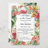 Elegant Floral Graduation Celebration Invitation Kaart (Voorkant / Achterkant)