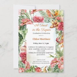 Elegant Floral Graduation Celebration Invitation Kaart