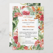 Elegant Floral Graduation Celebration Invitation Kaart (Voorkant / Achterkant)