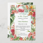 Elegant Floral Graduation Celebration Invitation Kaart (Voorkant / Achterkant)