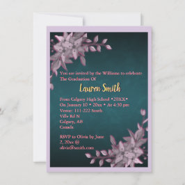 Elegant Floral Graduation Invitation Kaart