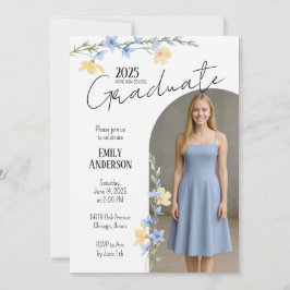 Elegant Floral Graduation  Kaart