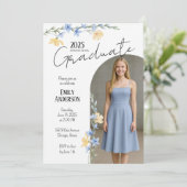 Elegant Floral Graduation  Kaart (Staand voorkant)