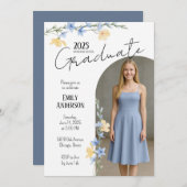 Elegant Floral Graduation  Kaart (Voorkant / Achterkant)