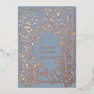 Elegant Floral Graduation Party Folie Uitnodiging