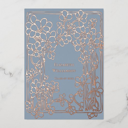 Elegant Floral Graduation Party Folie Uitnodiging (Voorkant)