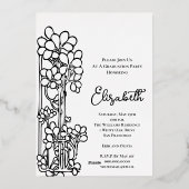 Elegant Floral Graduation Party Folie Uitnodiging (Achterkant)