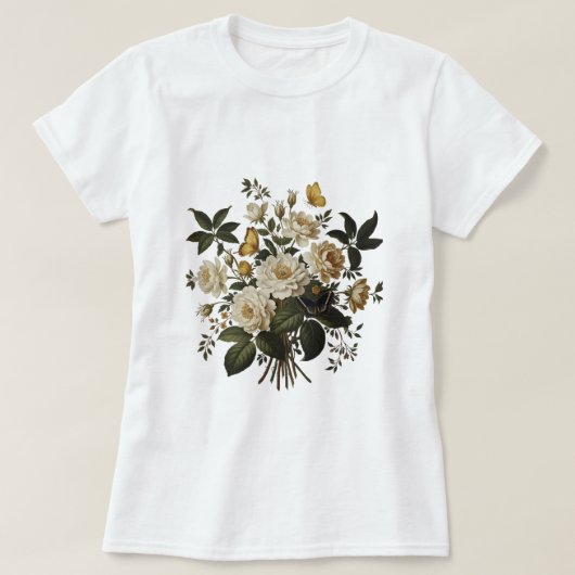 Elegant Floral Graphic & Butterfly T-Shirt (Design voorkant)