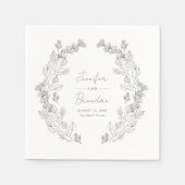 Elegant Floral Gray Wedding Reception Cocktail Servet (Voorkant)