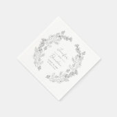 Elegant Floral Gray Wedding Reception Cocktail Servet (Hoek)