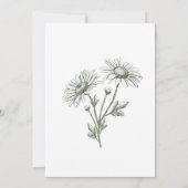 Elegant Floral Green Daisy Sketch Wedding Invitati Kaart (Achterkant)