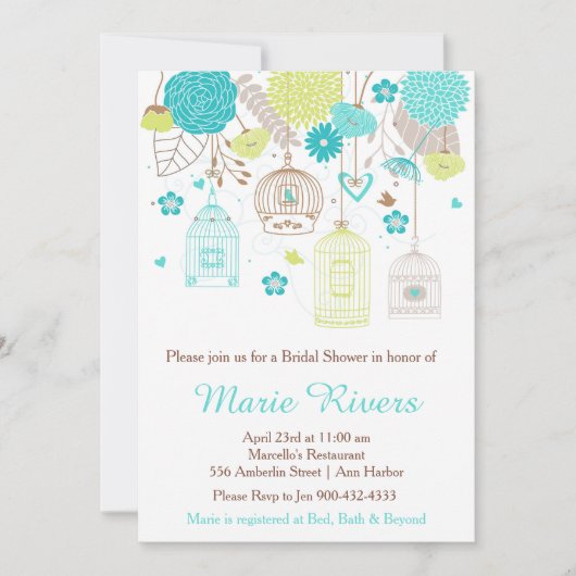 Elegant Floral Green en Blue Vrijgezellenfeest Kaart (Voorkant)