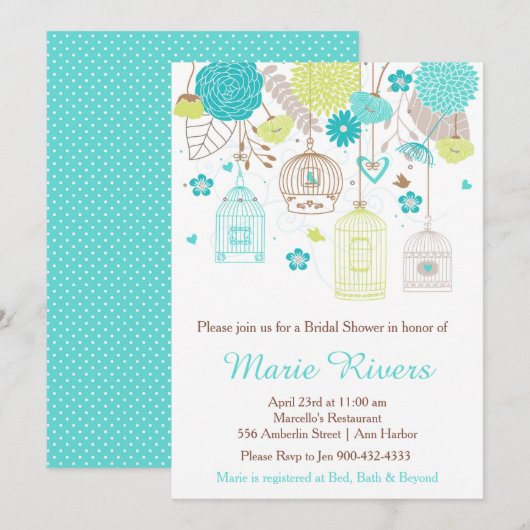 Elegant Floral Green en Blue Vrijgezellenfeest Kaart (Voorkant / Achterkant)