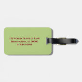 Elegant Floral Green Lila Horizontale Stripes Bagagelabel (Achterkant horizontaal)