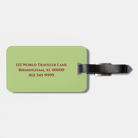 Elegant Floral Green Lila Horizontale Stripes Bagagelabel (Achterkant horizontaal)