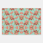 Elegant Floral Green  Polka Dot Stripes Inpakpapier Vel (Voorkant 2)